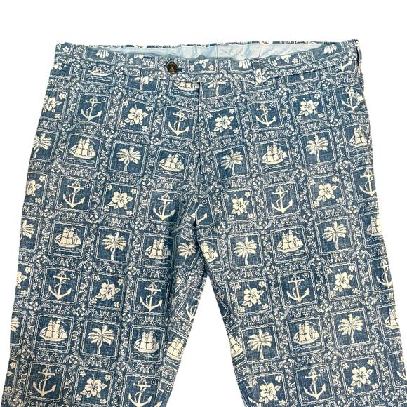 Brooks Brothers x Reyn Spooner Blue Nautical Theme Dress Pants Vacation Coastal - Picture 2 of 5